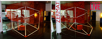 anamorphose réalisée par guillaume klein pour le parfum cube lacoste live